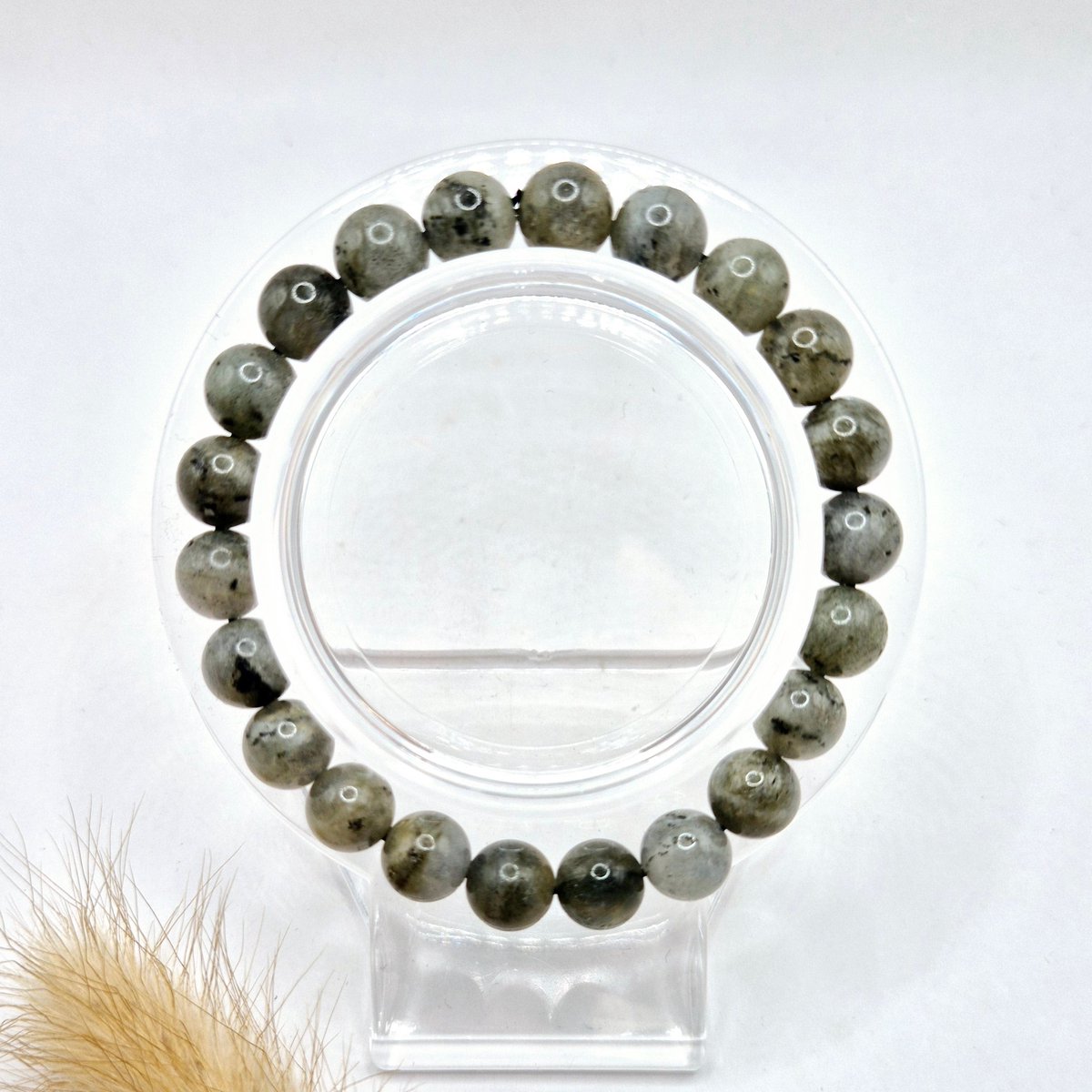 Edelsteen armband met 8mm ronde kralen - Labradoriet