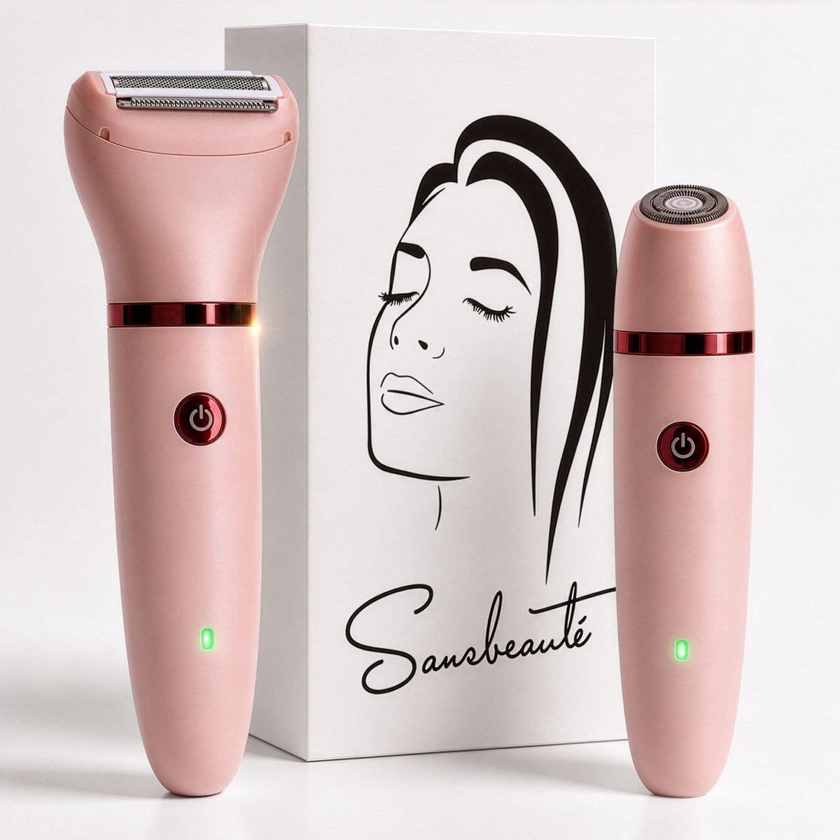 2-in-1 Ladyshave Gezicht - Oksels - Benen - Bikinilijn - Sansbeauté® - Scheerapparaat Vrouw - Ontharingsapparaat Electrisch Ontharen - Gezichtsontharing Dames - Trimmer Vrouw - Ladyshaves Bikini - USB Oplaadbaar