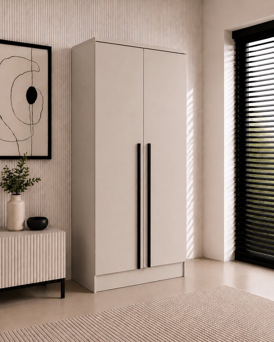 Pro-meubels - Kledingkast Istanbul - 100 x 52 x 200 cm - Beige - 2 Deuren - 2 Lades - Slaapkamer