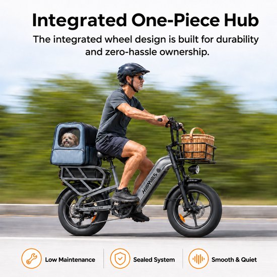HillMiles Mile Link 1 Elektrische fiets 250W maximaal 25km/u, 48V 18Ah accu, 16x4 inch brede banden hydraulische schijfremmen, inclusief achterdrager met hoog draagvermogen, geschikt voor stadsverkeer en off-road ebike, grijs — afbeelding 5