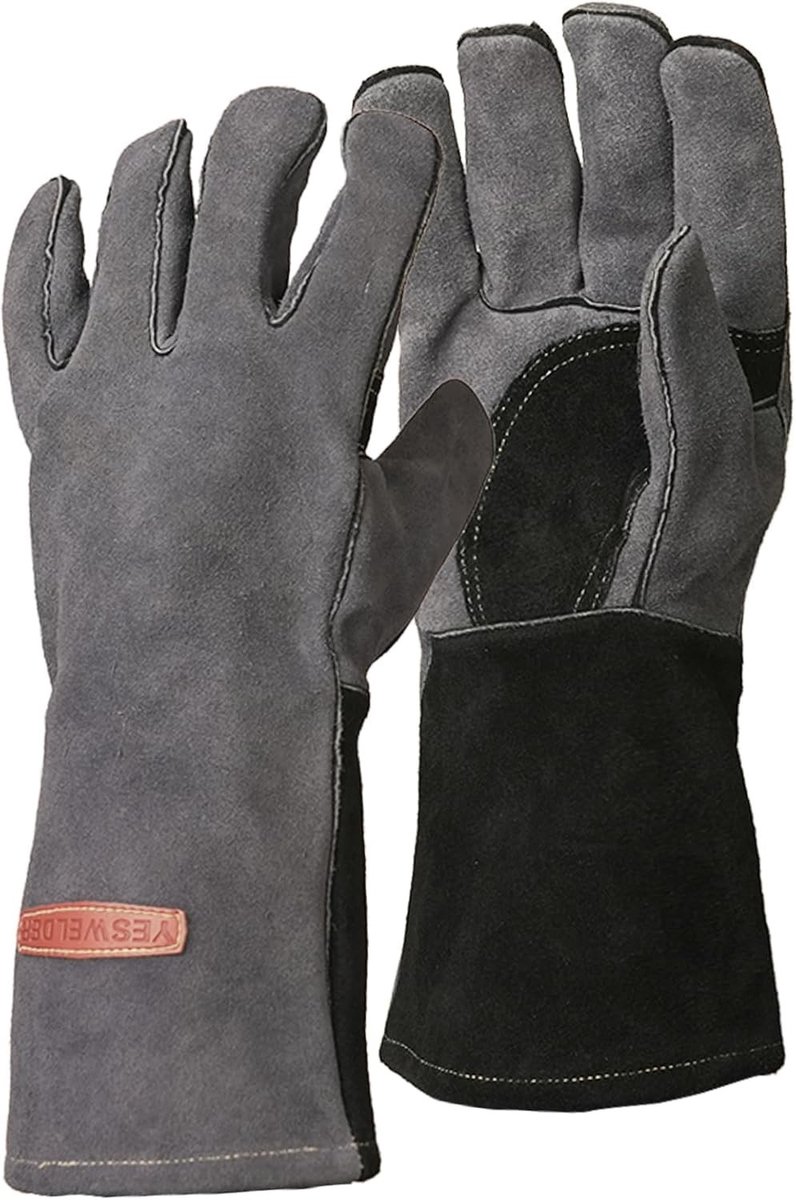 Leren Vuurvaste Handschoenen - Koehuid - Hitte- en Vuurwerend - Kevlar Stiksel - Voor Lassen en BBQ