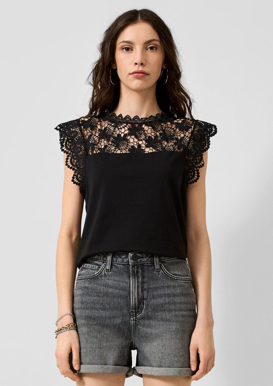 Q/S designed by - Dames t-shirt - Maat L - Vrouwen - ZWART - onbekend materiaal