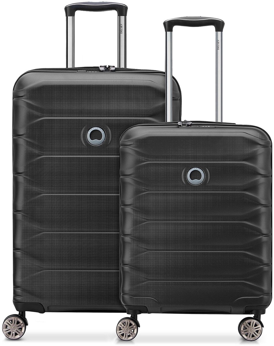 Delsey Paris Meteor 4 wielen Kofferset 2-delig met uitbreidingsplooi - Harde bagage - TSA slot - deep black