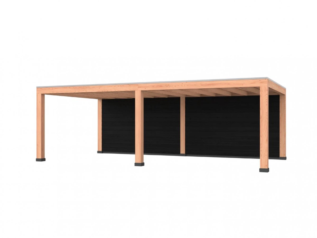Douglas overkapping, 600 x 400, met achterwand, Westwood Modern Basic zwart
