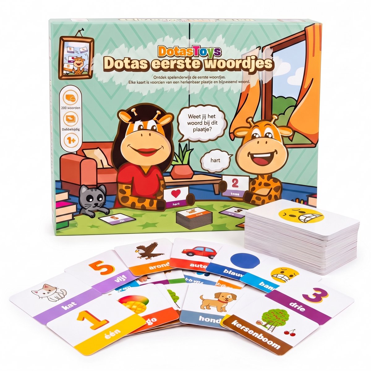 DotasToys Woordkaarten – Eerste Woordjes Leren Lezen – 200 Woorden