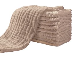 Superzachte en absorberende luiers van chiffon voor gevoelige huid - 6 lagen, 27 x 50 cm, 10 stuks voor pasgeborenen in bruin