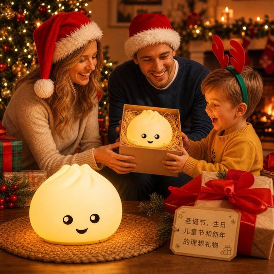 Dumpling Squishy Nachtlampje - Siliconen - Dimbaar Warm Licht - Draadloos - Voor Kinderen — afbeelding 4