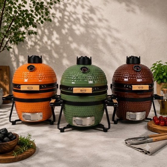 Barero Kamado BBQ - 13 Inch Houtskool Barbecue - Inclusief Onderstel - Egg met Accessoires - Groen - PFAS-vrij — afbeelding 3