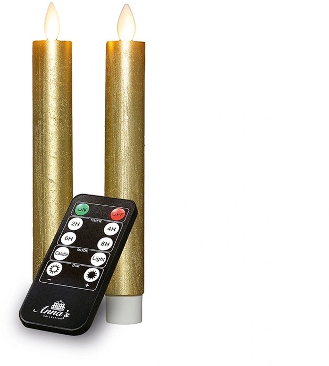 Dinerkaars rustiek wax bewegende vlam 18 cm goud 2 stuks Anna's Col...