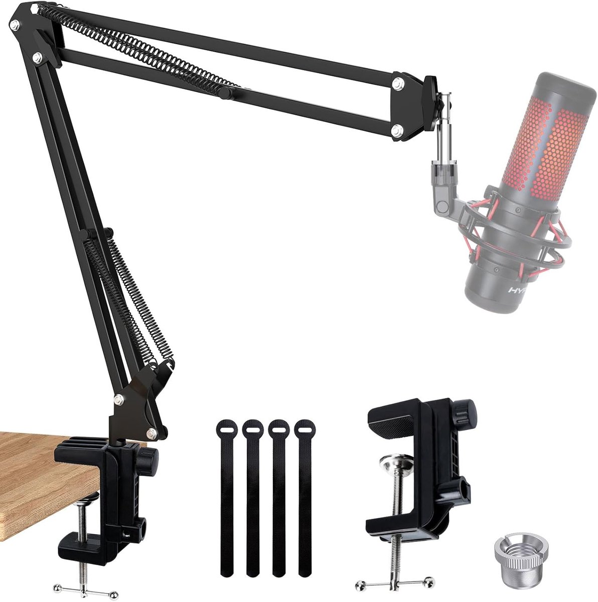 SnelShoppen - QuadCast Boom Arm Microfoonstandaard, Verstelbare Suspension Boom Schaar Arm voor USB Condensator Microfoons, Compatibel met Meeste Micr
