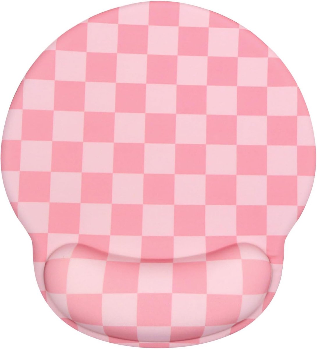 SnelShoppen - Schattige Geruite Ergonomische Muismat met Polssteun, Comfortabele Antislip Muismat met Geheugenfoam Ondersteuning en Soepele Oppervlak