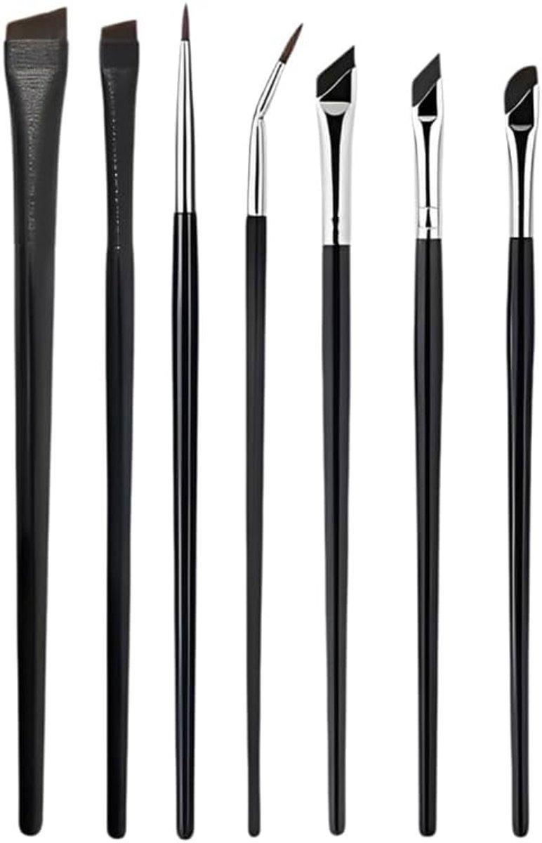 SnelShoppen - Set van 7 Professionele Oogmakeup Borstels - Oblique Eyebrow, Ultra-Dunne Eyeliner en Angled Eyeshadow Brushes voor Perfecte Make-up