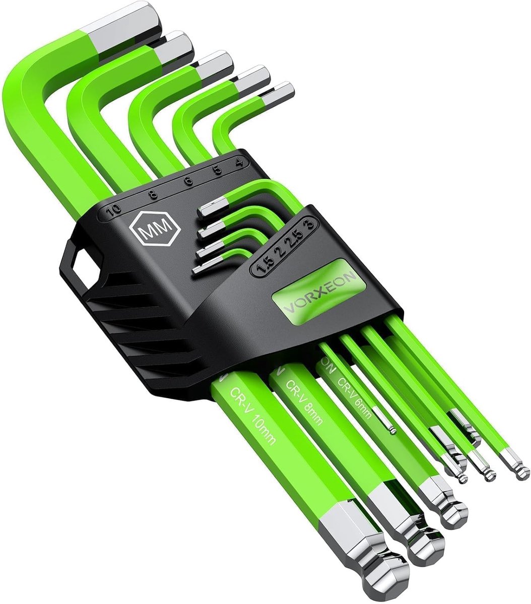 SnelShoppen - Hex Key Set 9-Delig Allen Sleutel Set 1.5-10mm CR-V S2 Staal Met Bal Hoofd Voor Fiets Auto Motor Reparatie
