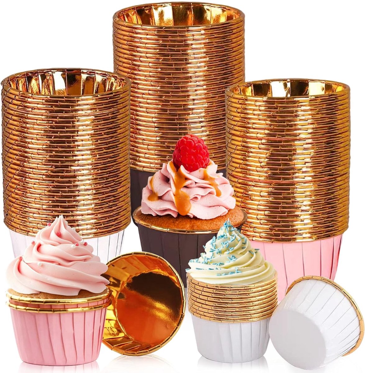 SnelShoppen - 150 Stuks Paper Muffin Moulds - Herbruikbare Muffin Cupcake Mallen - Aluminium Folie en Papier - Perfect voor Feesten, Bruiloften en Ver