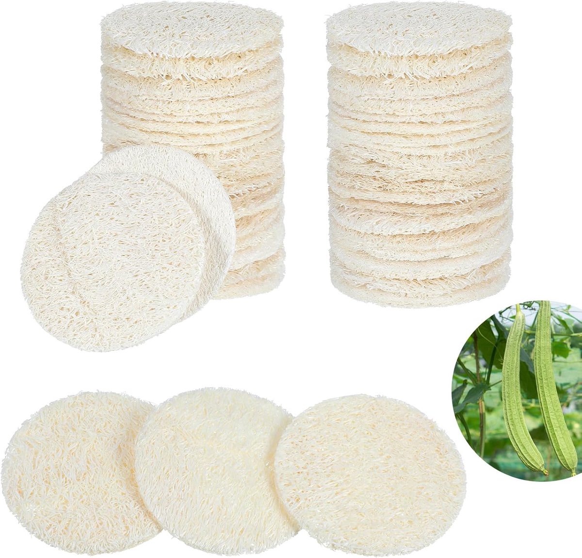 SnelShoppen - 30 Stuks Luffa Spons - Natuurlijke Peeling Spons voor Gezicht en Lichaam - Biologisch Afbreekbaar - Ideaal voor Bad, Spa en Douche