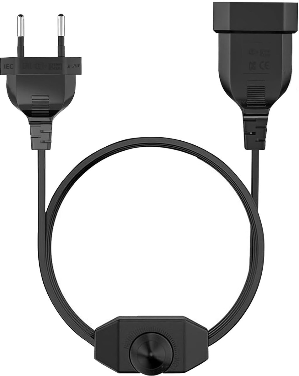 SnelShoppen - LED Dimmer met Schakelaar 3 m, Stille Dimbare Stekker voor LED Lampen en Halogeen, Max 100 W, Euro Plug Zwart voor Thuis en Feest