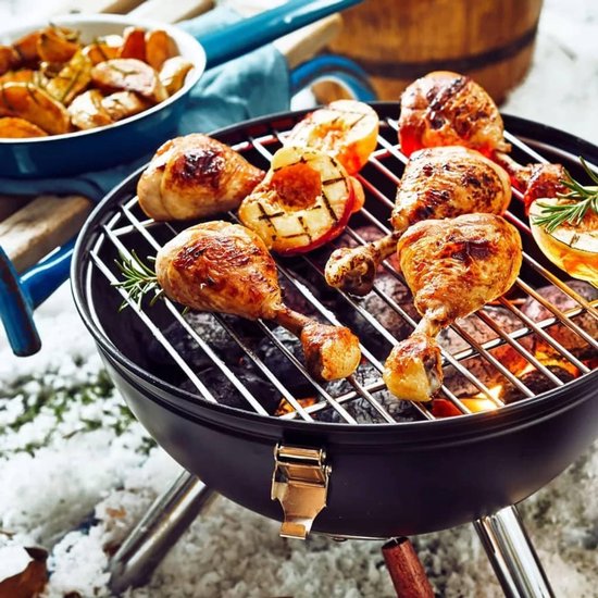 Mini Kogelbarbecue Zwart voor Direct en Indirect Grillen - Draagbaar en Veiligi van Merkloos — afbeelding 3
