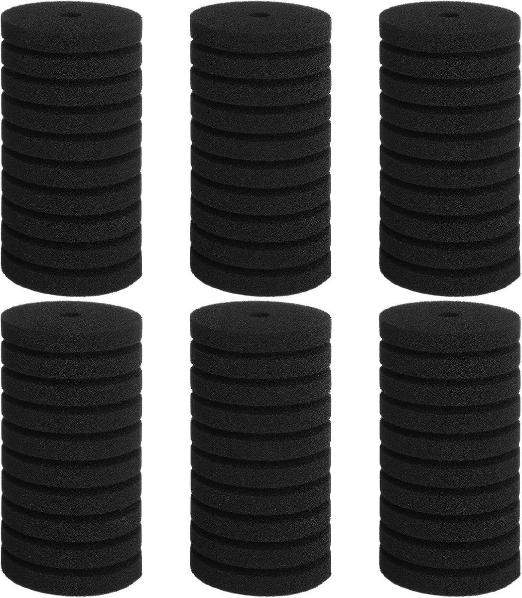 SnelShoppen - 6 Stuks Luchtlifter Aquarium Filterspons - Biologische en Mechanische Filtering - Herbruikbaar 12x6 cm met 1 cm Gat - Perfect voor Schoo