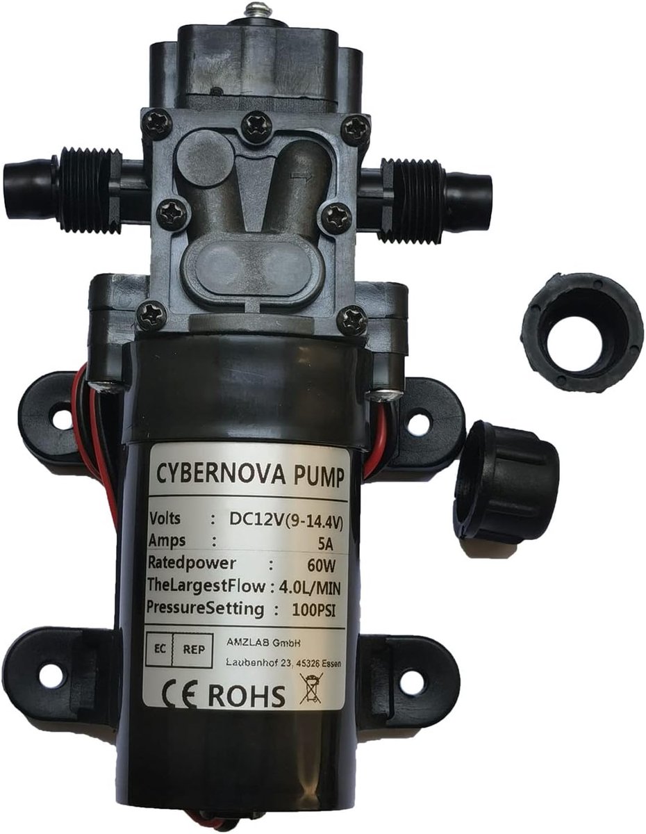 SnelShoppen - Hoge Druk DC12V Waterpomp 100 PSI - 4.0L/m Zelfaanzuigende Diaphragma Pomp voor Irrigatie, Tuin, Garage en Reiniging