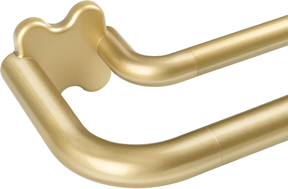SnelShoppen - Goud Dubbele Gordijnroede 80-292 cm - Luxe Aluminium Gordijnsystemen voor Woonkamer, Slaapkamer en Keuken - Verstelbare Raamdecoratie