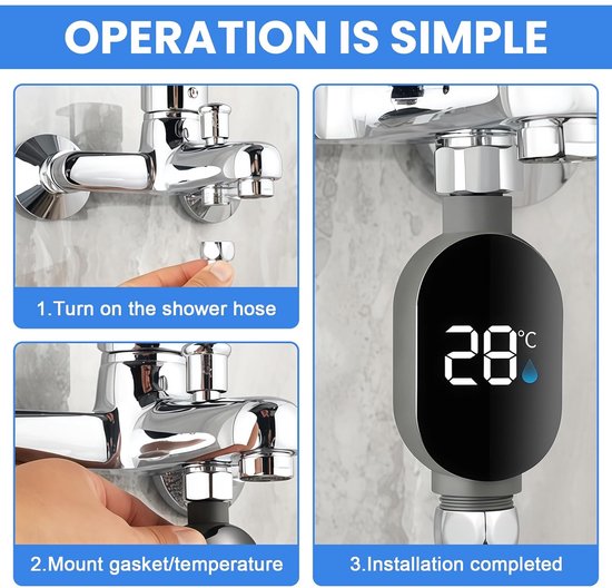 2 stuks LED digitaal badthermometer: waterdicht LED-display douchethermometer 0-99 ℃ real-time waterflow badthermometer baby shower thermometer waterthermometer baby — afbeelding 4