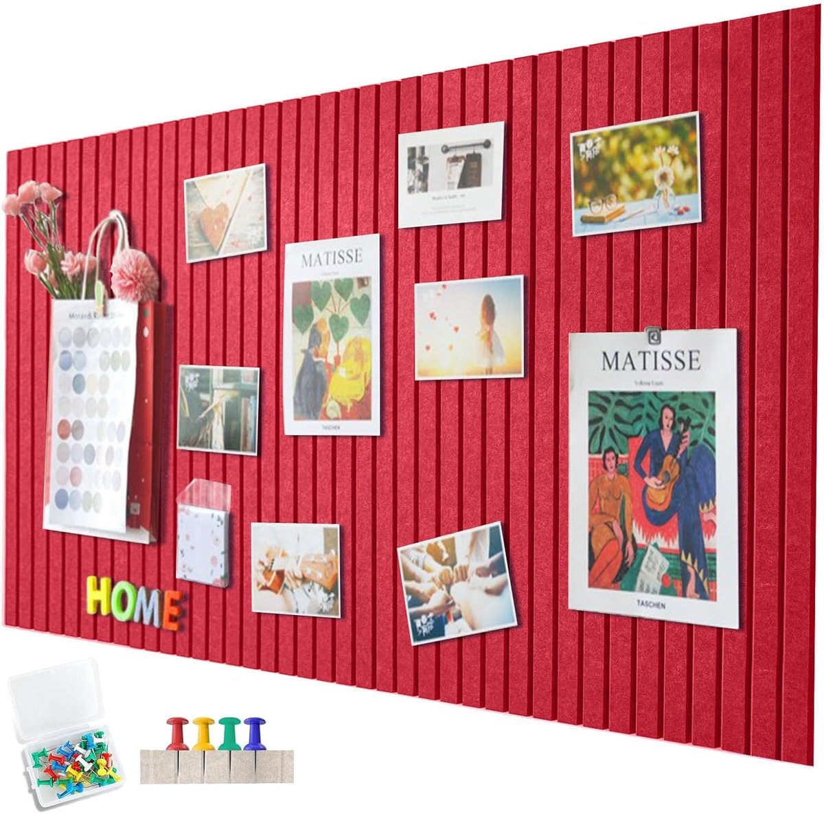 SnelShoppen - Large Felt Pin Board 60 x 40 cm Self-Adhesive Decoratieve Vilt Prikbord 1 cm Dikker Vouwbaar Foto Memo Bord Wanddecoratie Voor Kantoor K