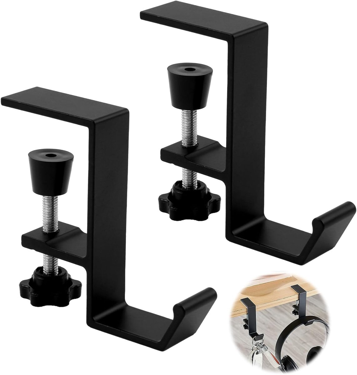 SnelShoppen - 2PCS Hoofdtelefoonstandaard, Desk Headphone Hanger, Ruimtebesparende Hoofdtelefoonhouder, Verstelbare Hoofdtelefoonhouder Tafel met Mult