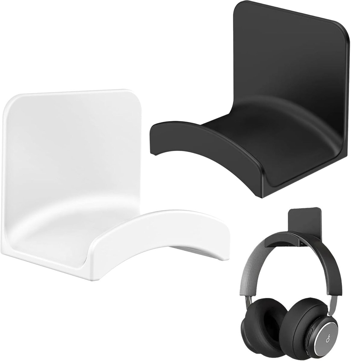 SnelShoppen - Pack van 2 Headphone Holders met Sterke Lijm, Premium Headset Houder, Wandmontage, ABS, Hoofdhanger, Multifunctionele Oordopjes Hanger v