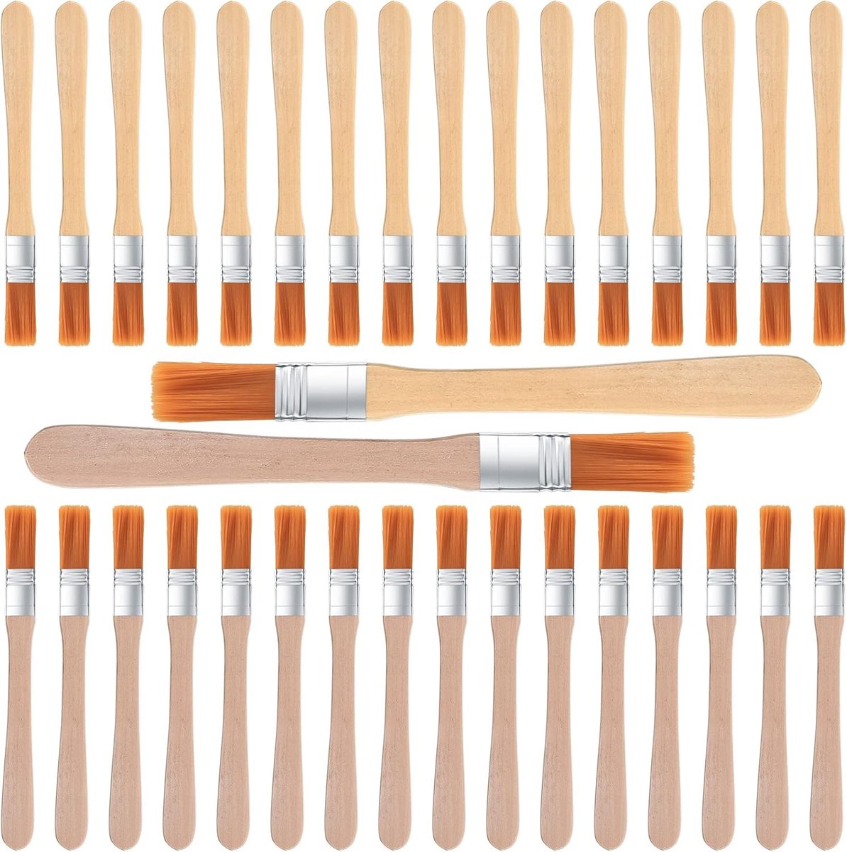 SnelShoppen - 40-delige Penseelset met Houten Handvat - Kleine Verfkwasten voor Schilderen, DIY en Decoratie - 13 cm Nylon Verfkwasten voor Hobby en C