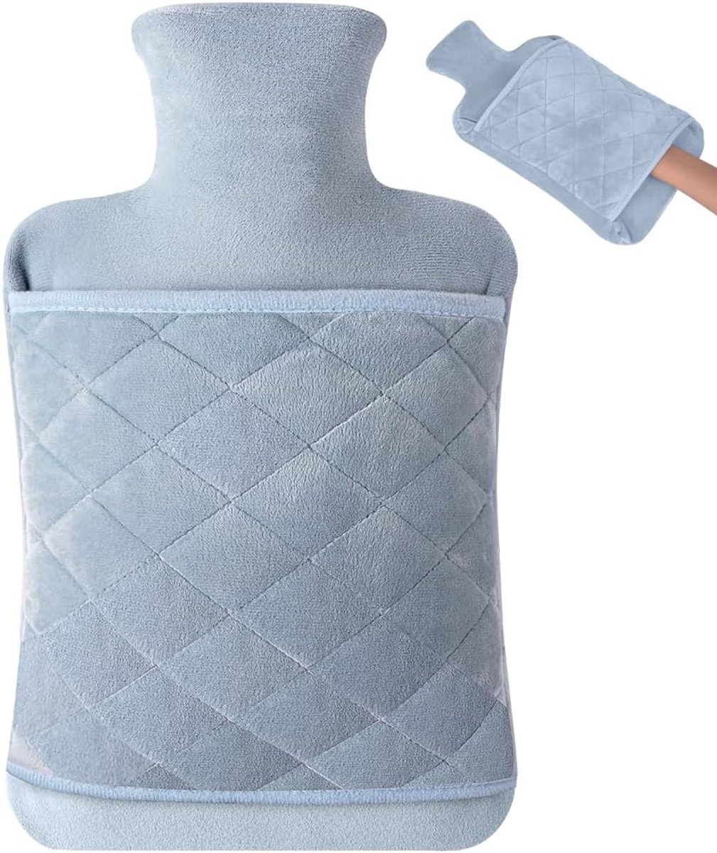 SnelShoppen - Hot Water Bottle 2L met Zachte Pluche Cover - Warmte en Comfort voor Nek, Rug, Taille - Ideaal Cadeau voor Verjaardag, Kerst, Vaderdag,