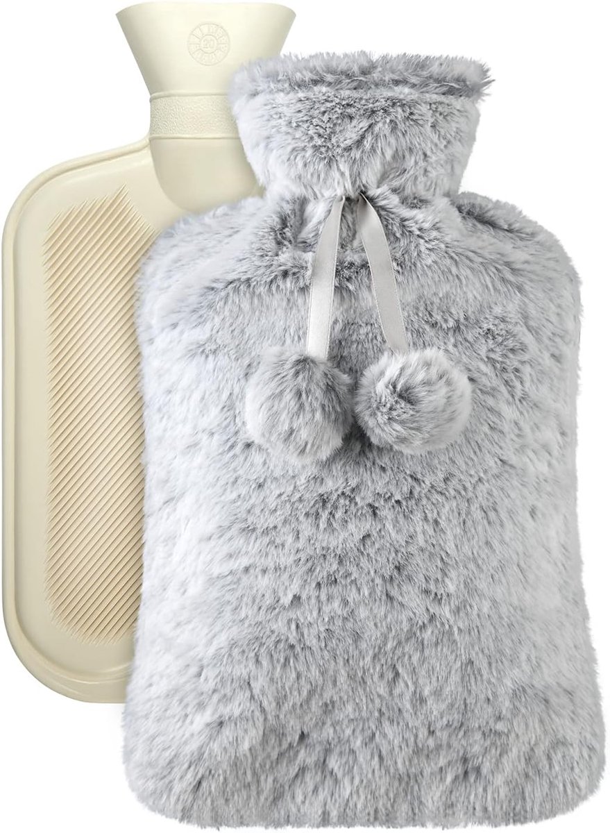SnelShoppen - Warmwaterkruik 2 Liter met Zachte Pluche Cover - Veilig voor Baby's en Kinderen - Ideaal voor Nek, Rug en Taille - Perfect Cadeau voor V