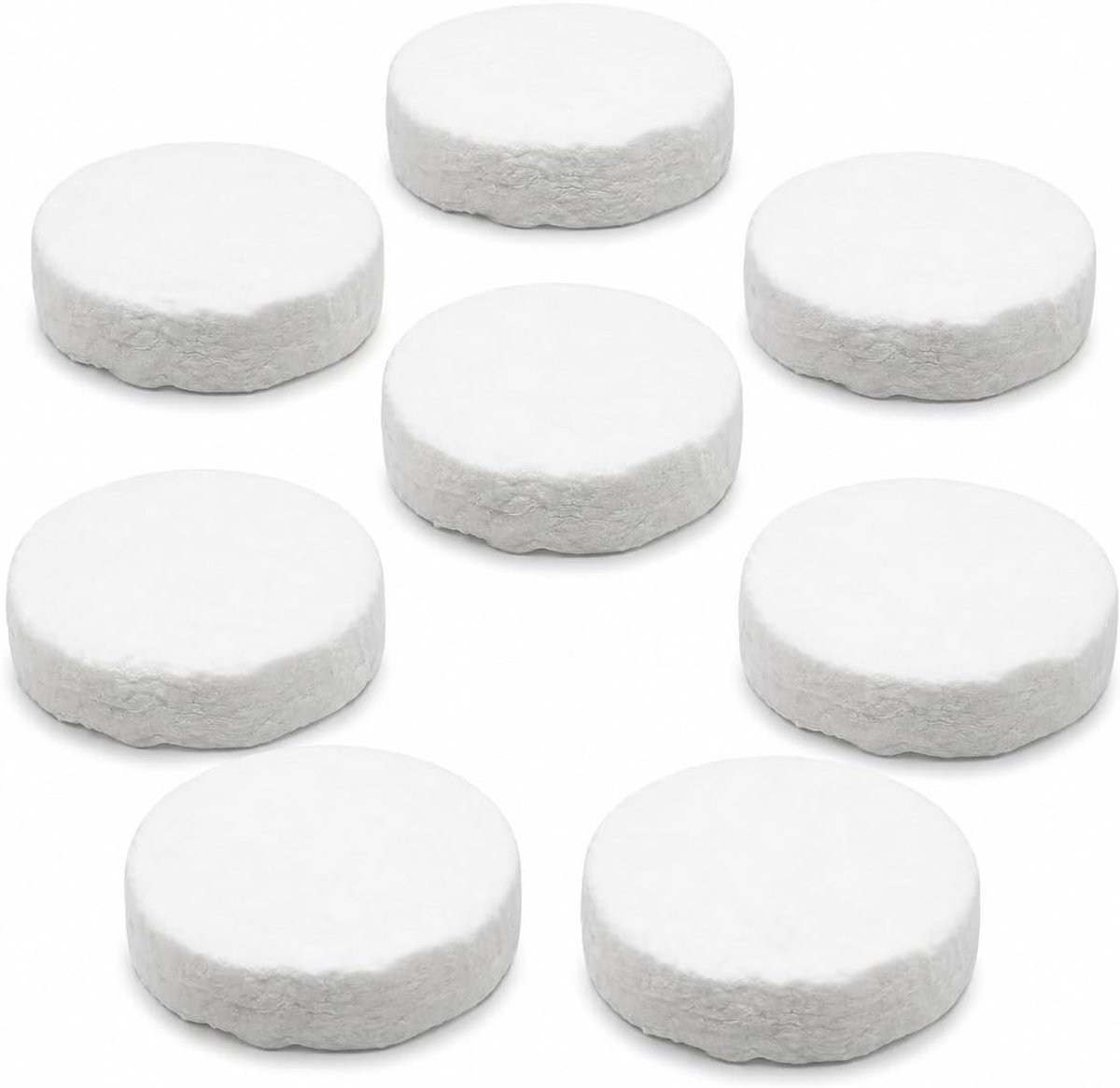 SnelShoppen - 8 Stuks Keramische Wol voor Bio-Ethanol, Ronde Keramische Vezelmat 8,6 x 8,6 x 2,5 cm voor Tafelhaard, Gelhaard en Vuurschaal, Perfect v