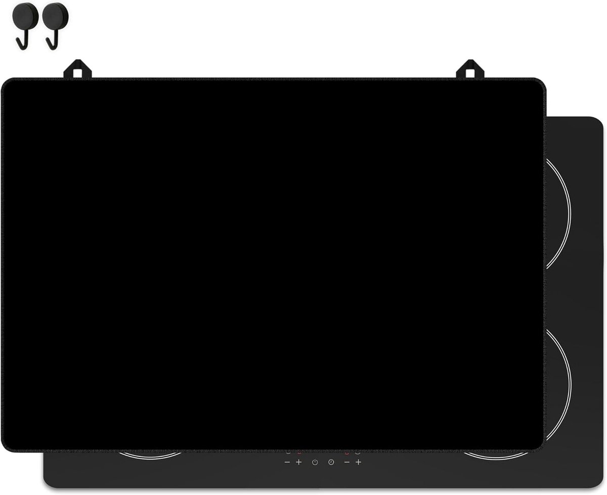 SnelShoppen - Inductiebescherming Zwart Eenvoudig - 76x52cm - Dekplaat voor Kookplaat - Inductiemat - Keuken Spatbescherming