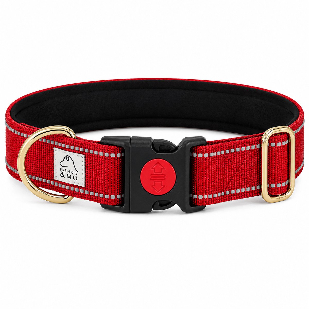 Honden Halsband - Reflecterende Stiksels - Nylon Halsband Hond - Hondenhalsband - Maat M - Rood