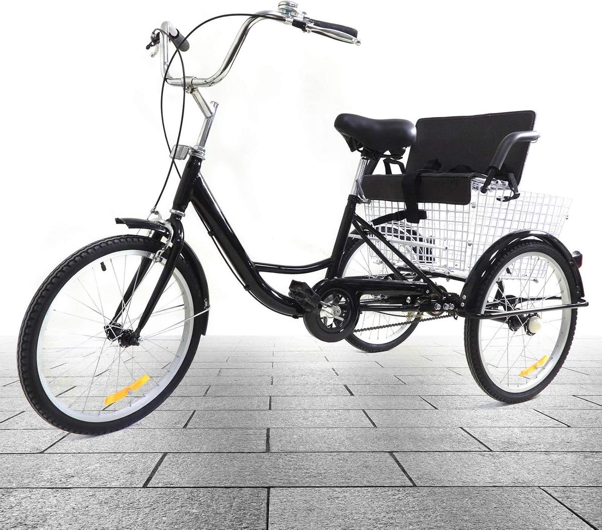 Driewieler voor volwassenen Stadsfiets Cruiser Boodschappen doen Inklapbaar kinderzitje 20 inch
