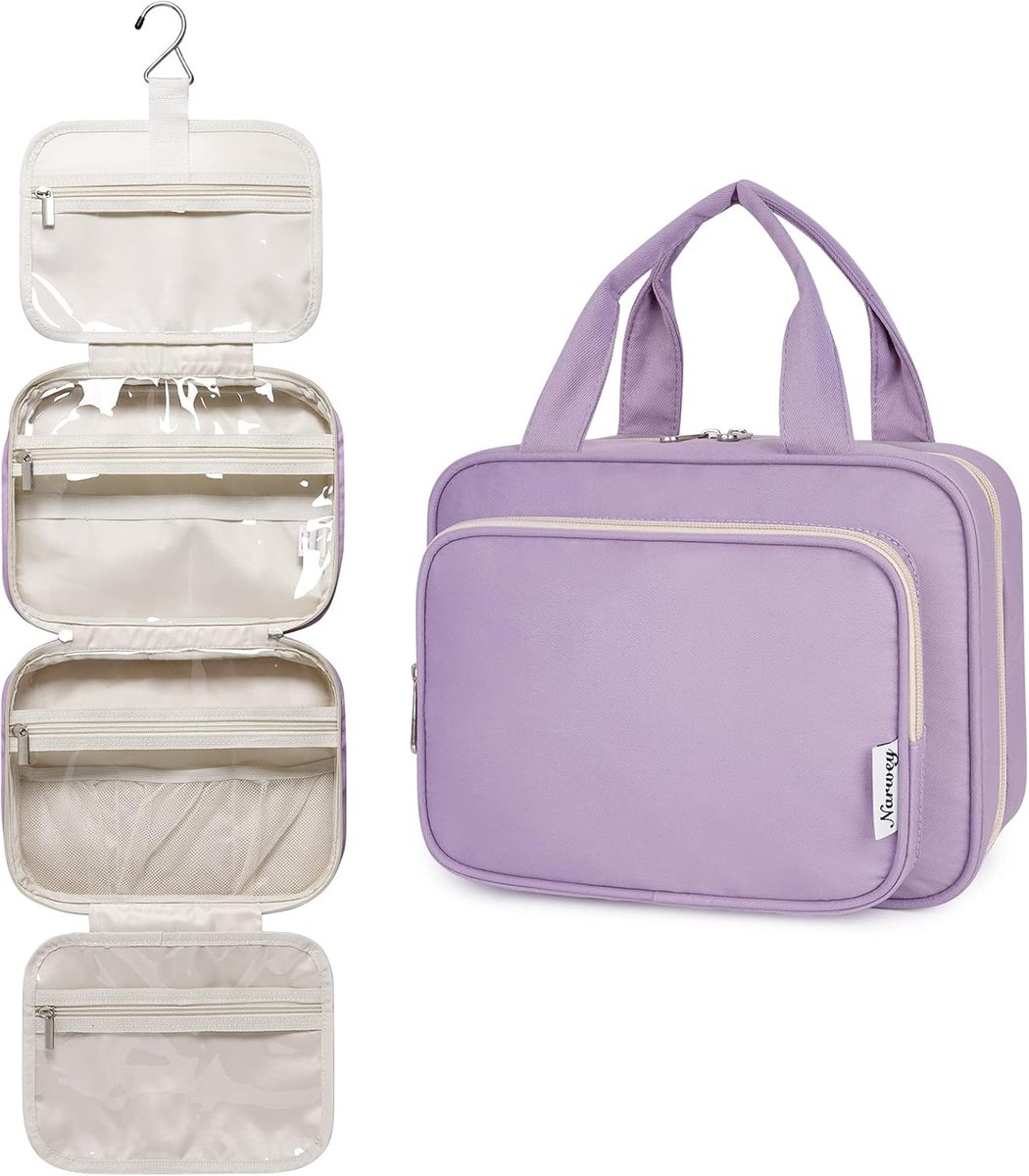 SnelShoppen - Hangende Reis Toilettas voor Vrouwen - Cosmetica Make-up Tas Organizer - Medium Paars - Ideaal voor Reizen, Feestjes en Dagelijks Gebrui