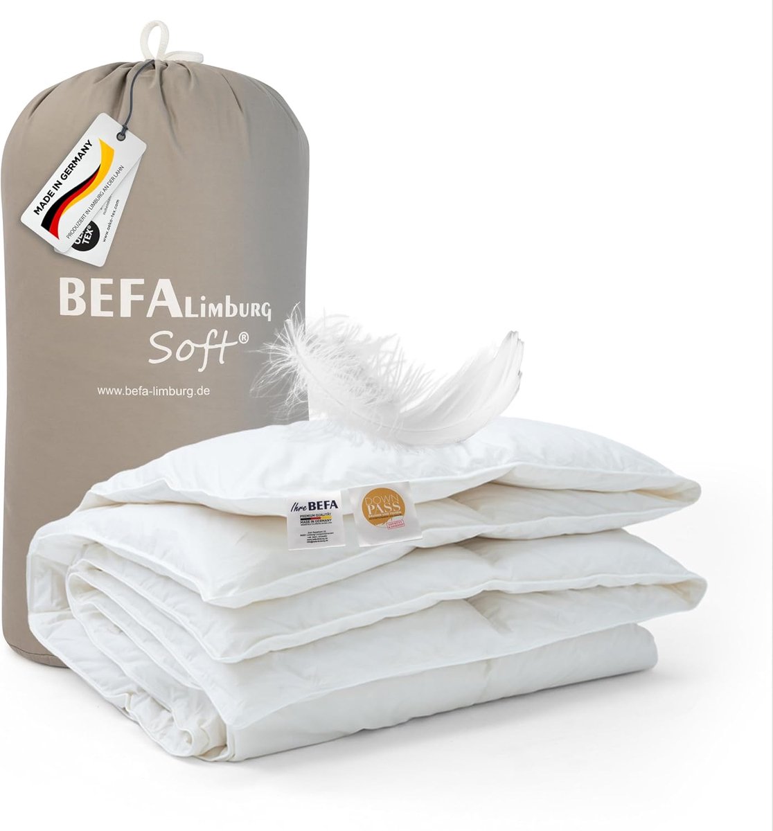 SnelShoppen - Donzen Dekbed 200x200 cm voor het Hele Jaar - Ademend Verendekbed 90% Veren 10% Dons - Allergievriendelijk NOMITE - Dierenwelzijn DOWNPA