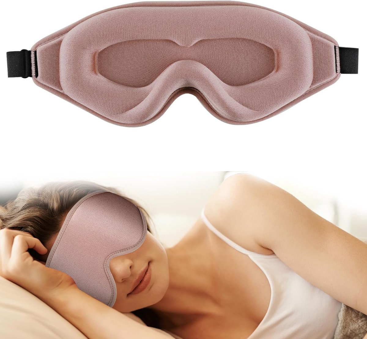Thijox - Zijden Slaapmasker 3D Stereo Diepe Slaap Comfortabel Verstelbaar Lichtblokkerend Oogmasker voor Man en Vrouw - Roségoud