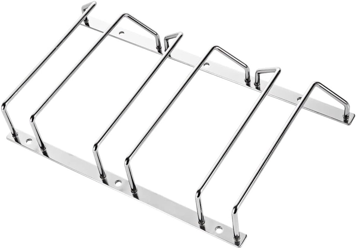 SnelShoppen - 18cm Wijnglas Rek Onder Kast - Metalen Chroom Afwerking - 3 Rijen Wijnglashouder voor Bar, Keuken, Eetkamer - Decoratief en Functioneel