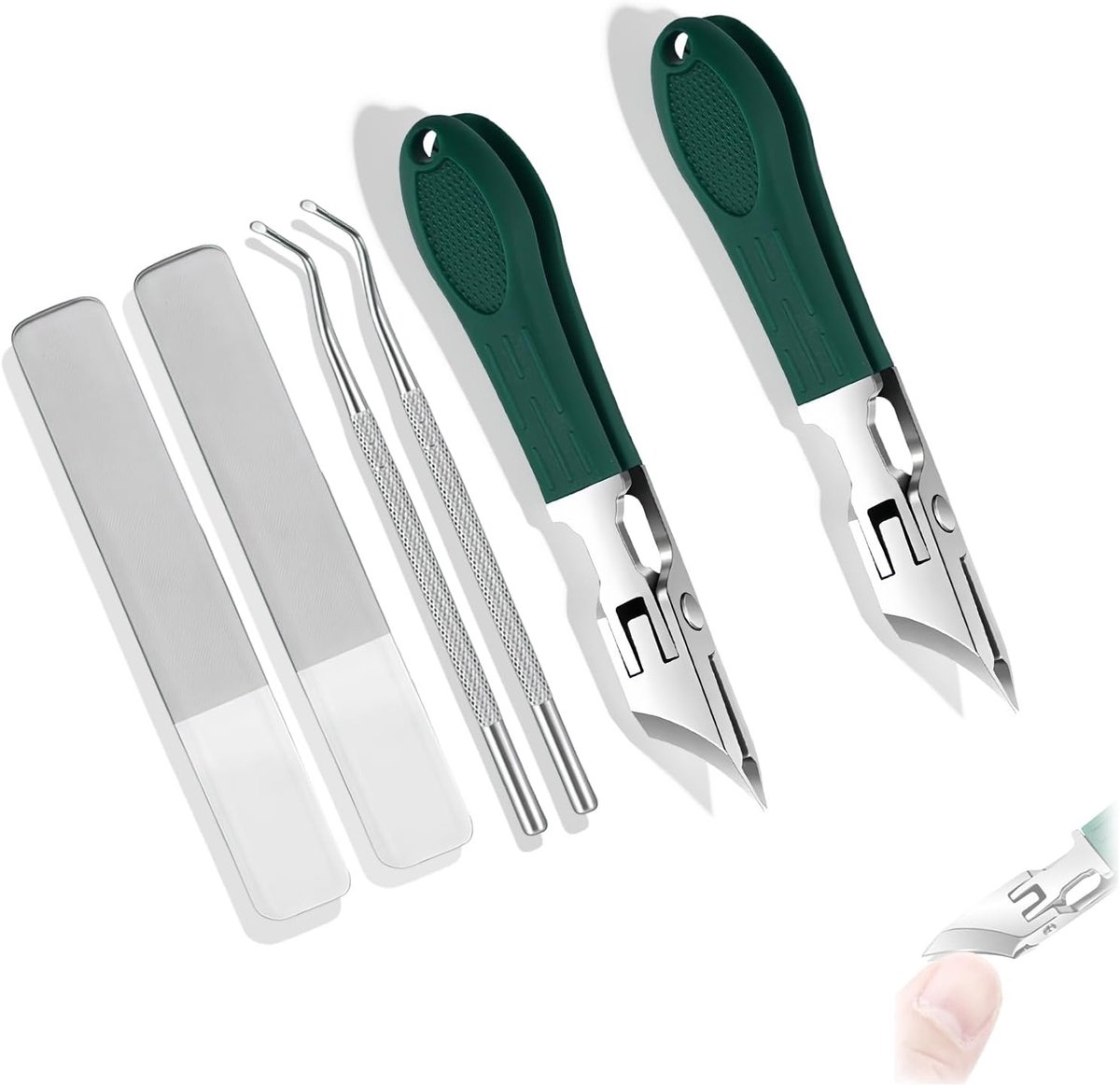SnelShoppen - Set van 6 Roestvrijstalen Nagelknippers met Adelaarsmond, Brede Opening, Vijl en Schuiver voor Harde, Dikke of Ingroeide Nagels - Voor H