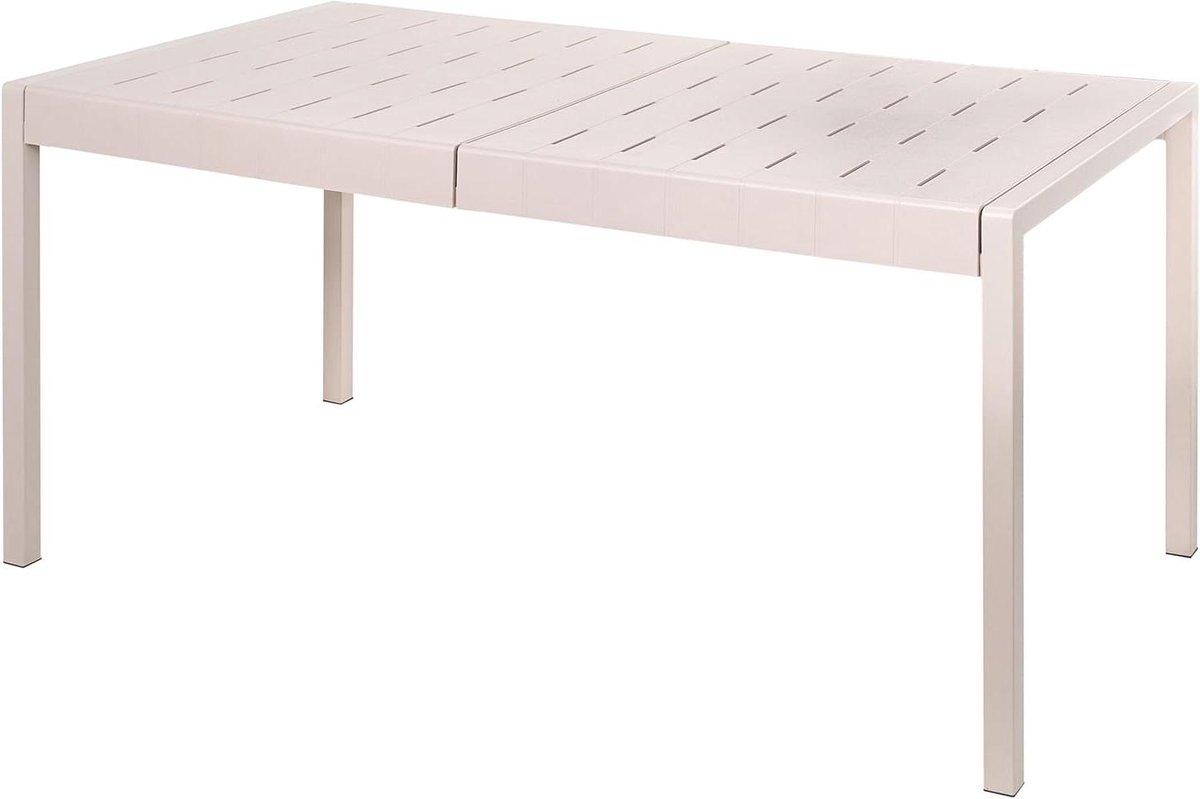 Tuintafel Synthetisch - Buiten Eettafel - Samen Eten - Weerbestendig Materiaal - 154x84 cm - Beige