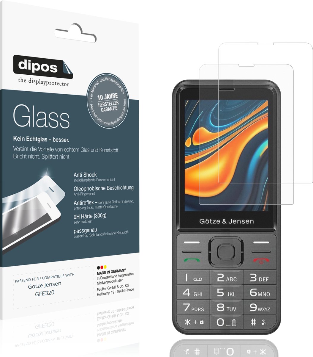 dipos – 2x Matte Pantserfolie geschikt voor Gotze Jensen GFE320 | 9H Screenprotector