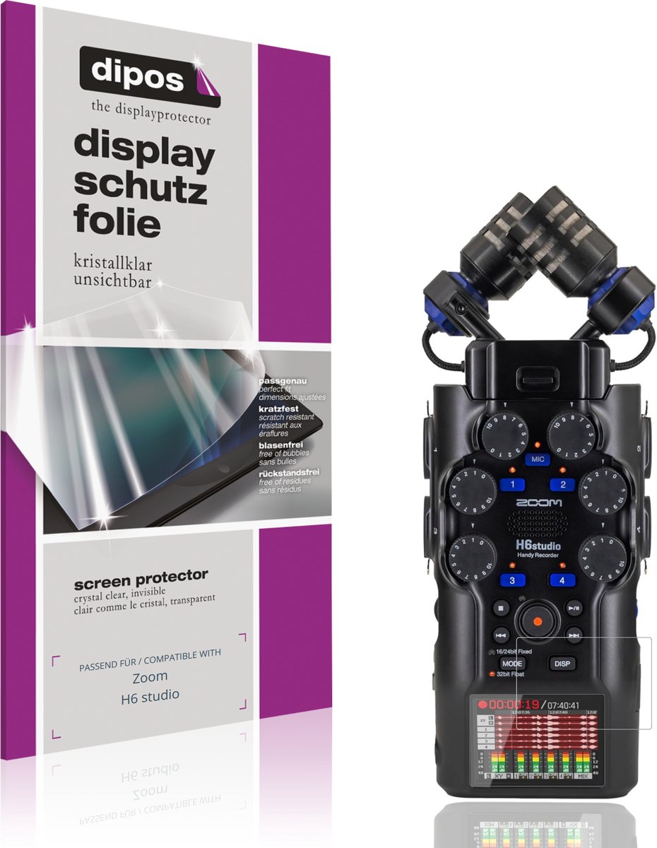 dipos – 4x Beschermfolie geschikt voor Zoom H6 studio | Krasbestendige & heldere Screenprotector Ultra-Thin