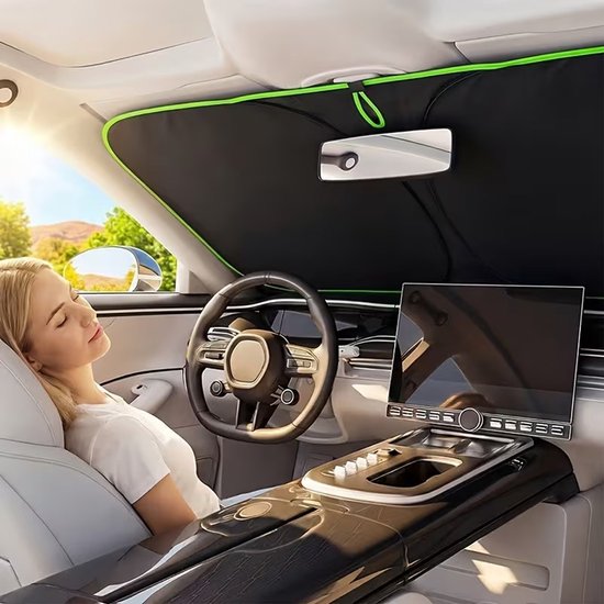 Auto Voorruit UV-Bescherming Paraplu (Maat L)- 360 graden draaibaar - Auto Voorruit Zonnescherm Paraplu - opvouwbare autoparasol - anti-uv en warmteblok - Auto Voorruit Paraplu Geschikt voor De Meeste Voertuigmodellen (140 * 78 cm) van U-mai — afbeelding 3