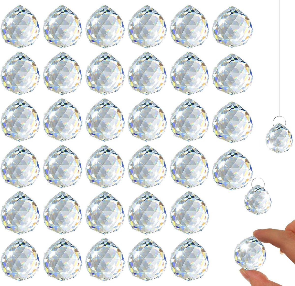 SnelShoppen - 35pcs Crystal Sun Catchers voor Raam, Droomvanger met Chakra Kristallen, Hangende Kristallen Prismen voor Thuis, Tuin, Feestdecoratie, 2