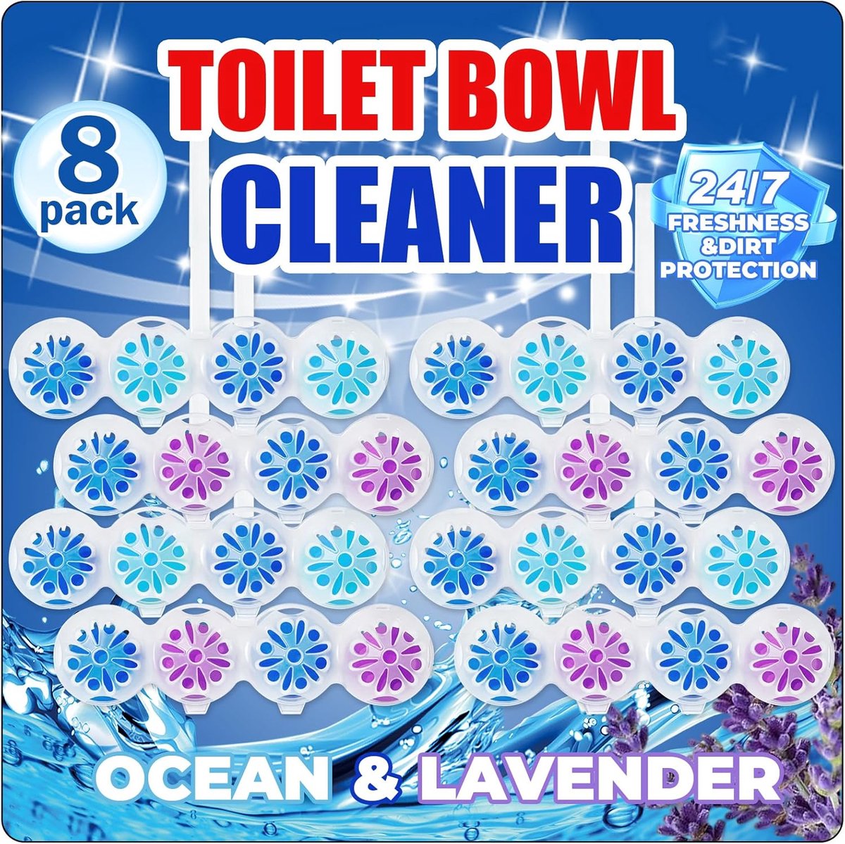 SnelShoppen - WC Fresh geur rinser ocean en lavendel (32 stuks) - Toilet reiniger met geurstenen voor langdurige frisse geur - Ideaal voor badkamer en