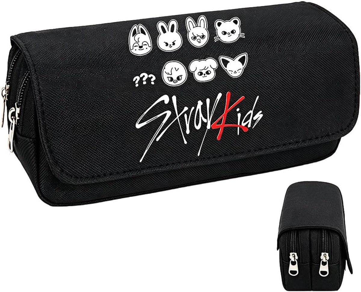 SnelShoppen - Grote Capaciteit Pennen Etui met 2 Compartimenten, Zwart, Perfect voor School, Make-up en Dagelijks Gebruik, 20-30 Pennen/Potloden