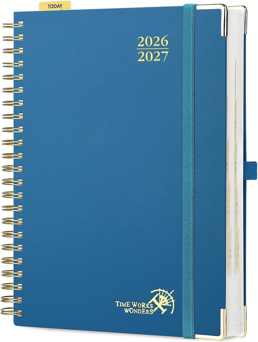 SnelShoppen - Agenda 2026-2027 Daily Planner A4 30.5x21.5 cm, 1 Dag per Pagina, Hard Cover, Inner Pocket, 80 GSM Papier, Nachtblauw, School Planner, T