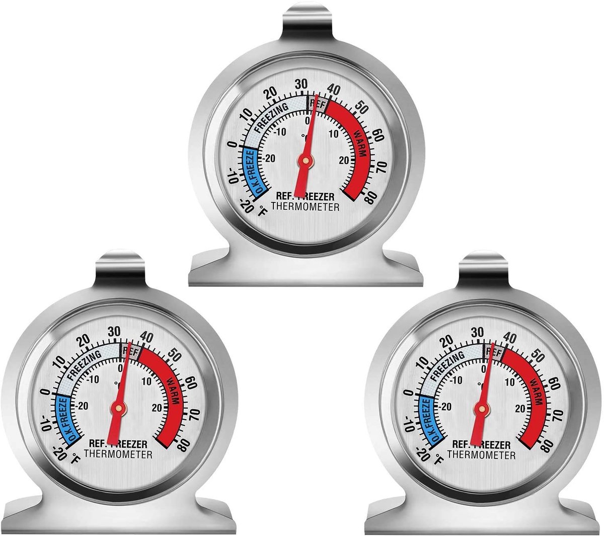 SnelShoppen - Fridge Thermometer Large Dial - Batterijvrije Koelkast Thermometer - Temperatuurmeting - -30°C tot 30°C - Perfect voor Koelkast en Vries