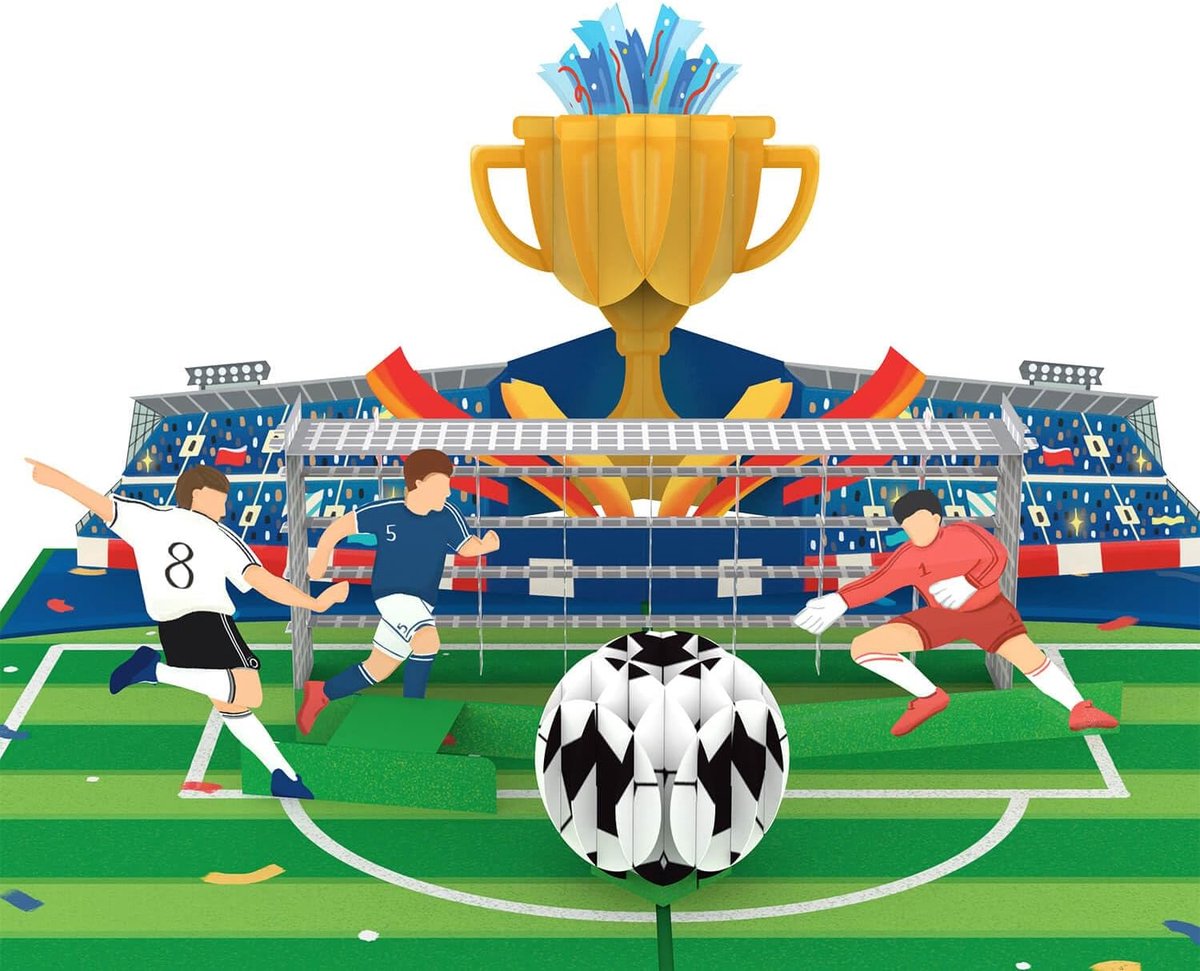 SnelShoppen - 3D Voetbal Pop-Up Kaart - Verjaardagskaart voor Voetbalfans - Originele Cadeaukaart voor Kinderen, Tieners en Mannen - Leuk Geschenk voo
